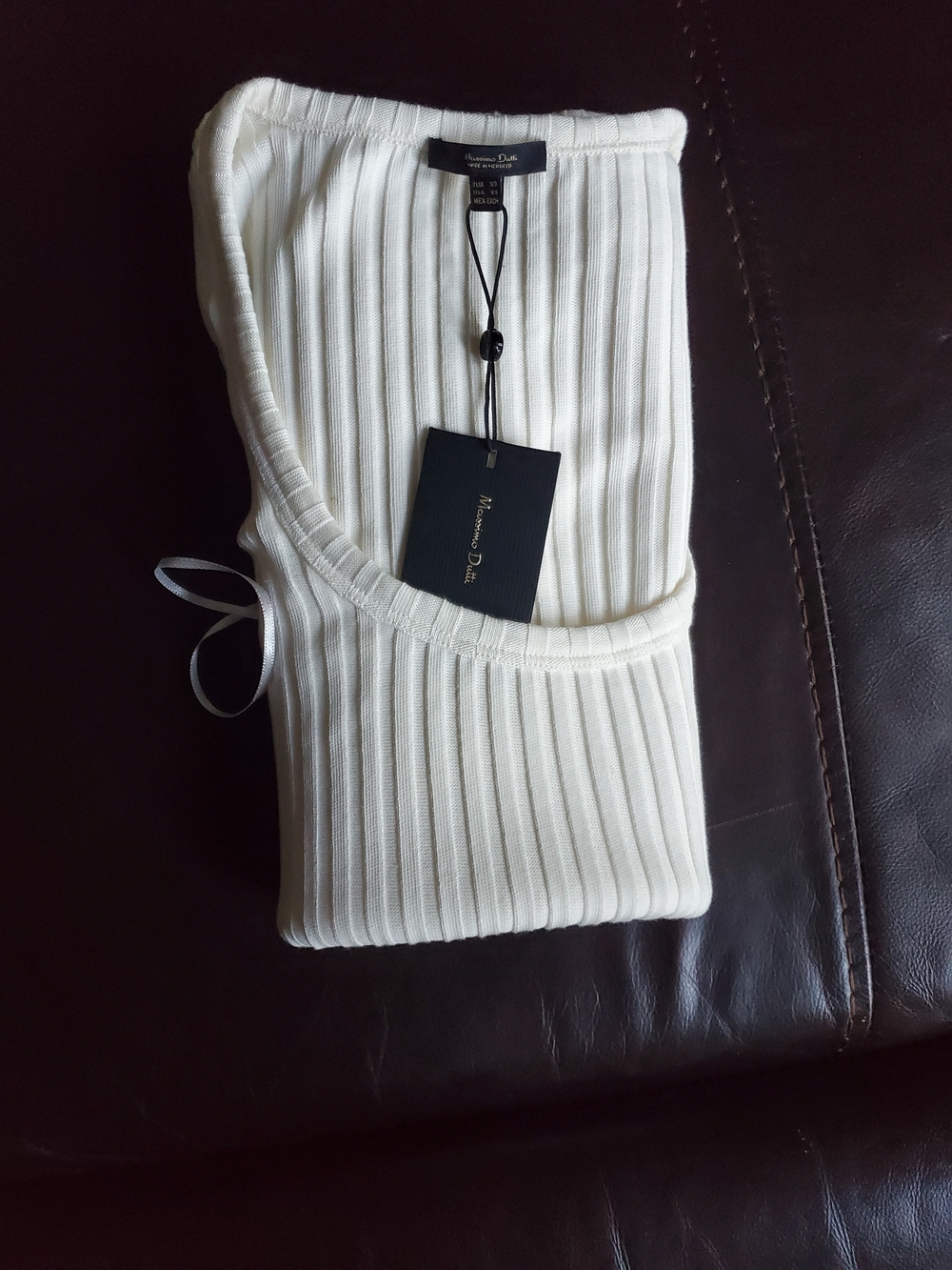 White Ribbed Tank Top by Massimo Dutti